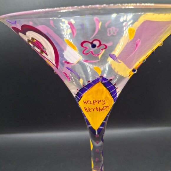 Hand-Painted Lolita Birthday Girl Hand-Painted Martini Glass Colorful Design - Picture 3 of 8